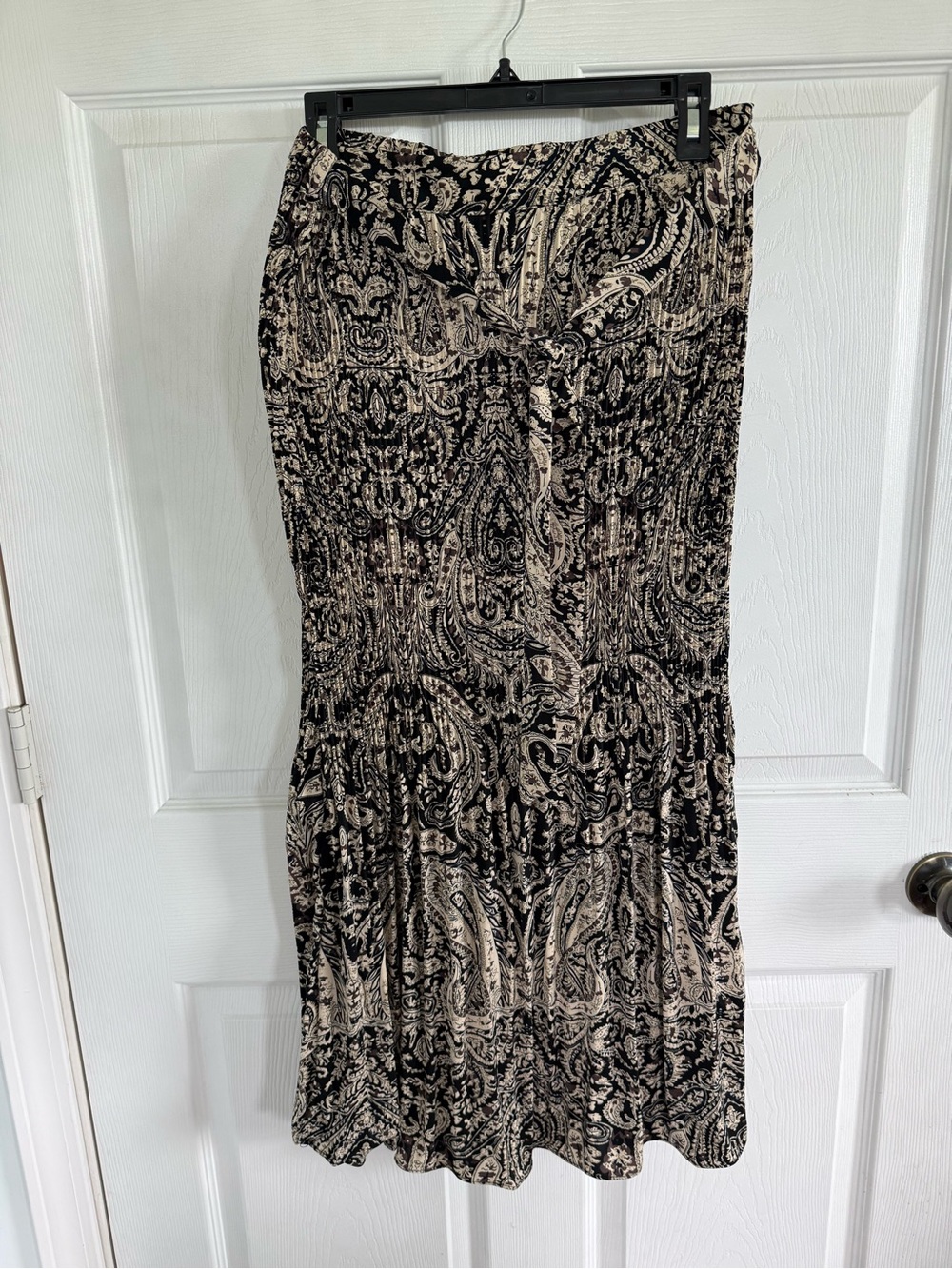 Anthropologie Hazel Skirt Pleated Paisley Boho Maxi Skirt Large Black Whimsigoth